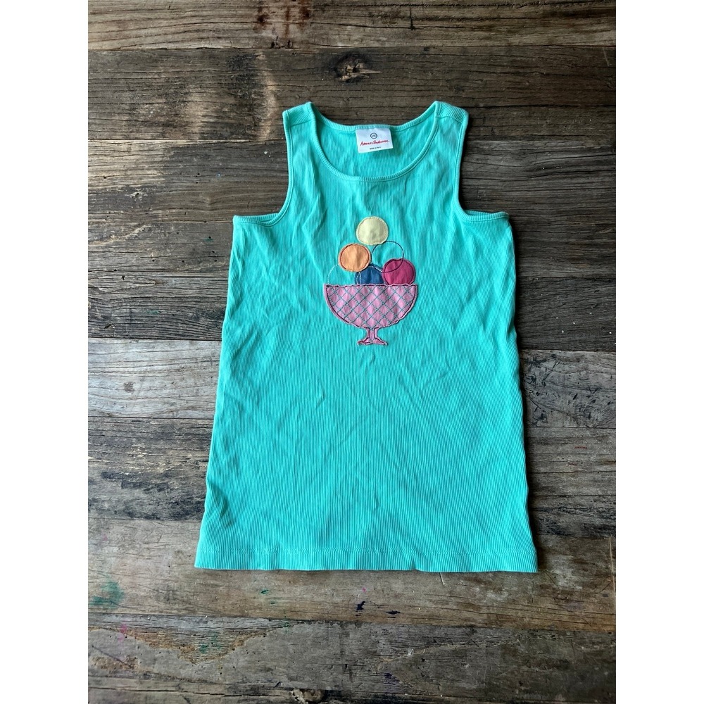 Hanna Andersson girls ice‎ cream appliqué tank top size 10